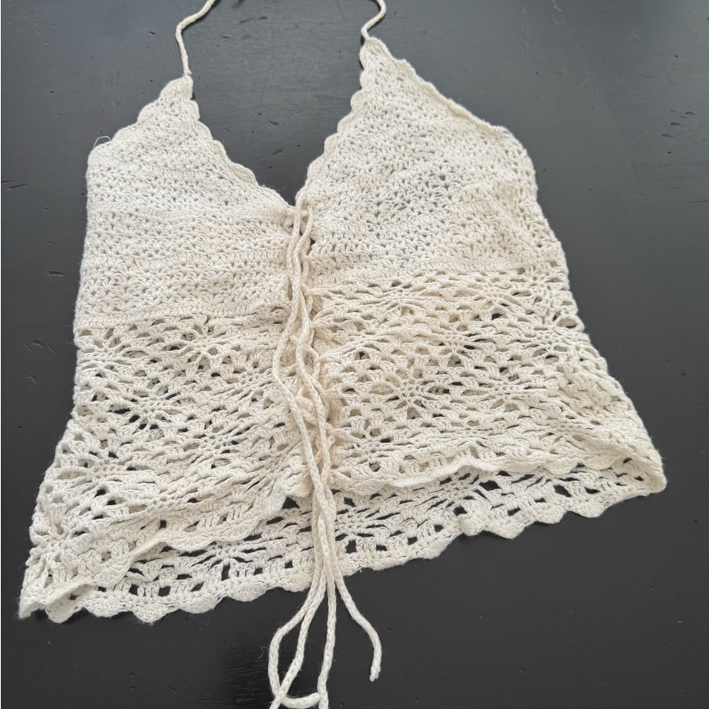 52 Weekends Cream Crochet Camisole